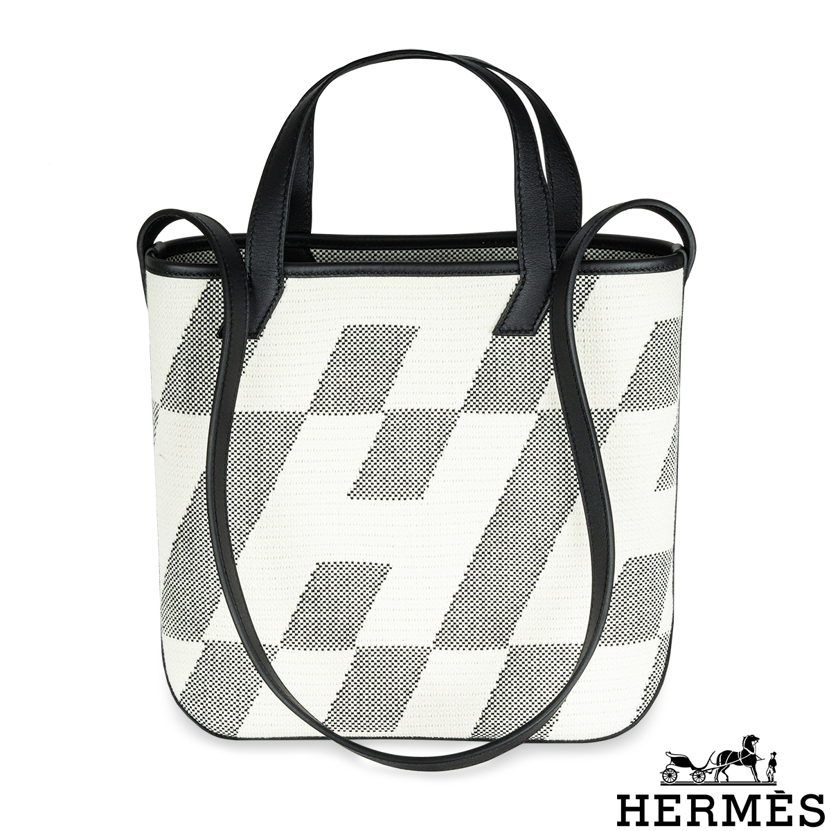 Hermès Cabas H En Biais 27 Black And Ecru Swift Canvas Hermès Cabas H En Biais 27 Black And Ecru Swift Canvas